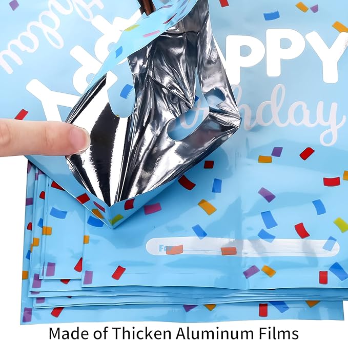 6.7 * 9.8inch Happy Birthday Party Favor Bags 40 PCS, Plastic Goodies Loot Gift Bags Bulk for Kids Baby Girls & Boys Birthday Party Supples (B Style 40 Packs)