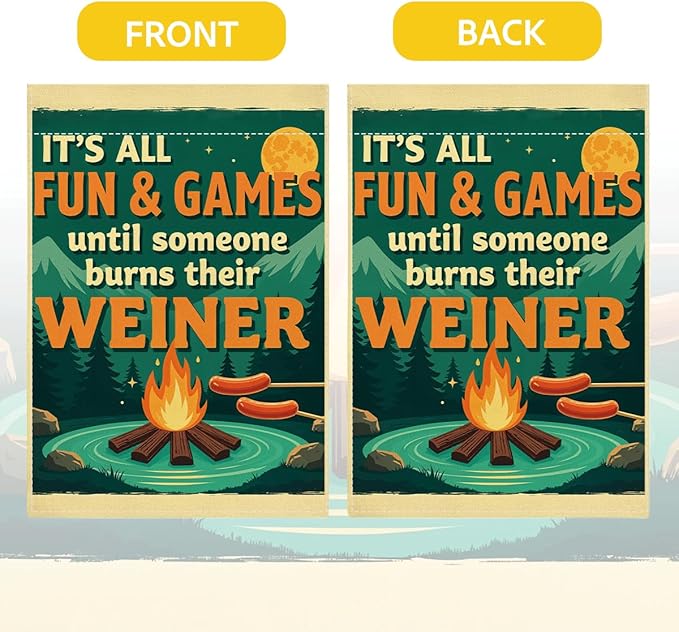 Funny Garden Camping Flag Camping Flags for Campsite Decor for Yard Front Door Bonfire Party Flags Decor Double Sided Garden Flag 12 x18 inchs