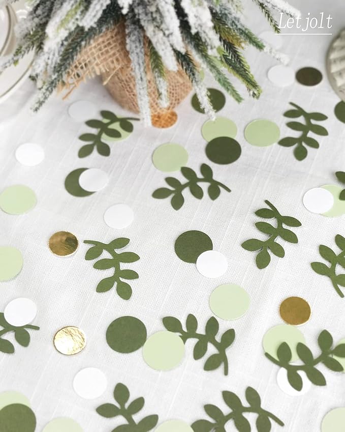210 Pcs Baby Shower Confetti Greenery Glitter Table Decorations Eucalyptus Golden Scatter Country Nature-Theme Party St.Patrick's Day Wedding Christmas Supplies