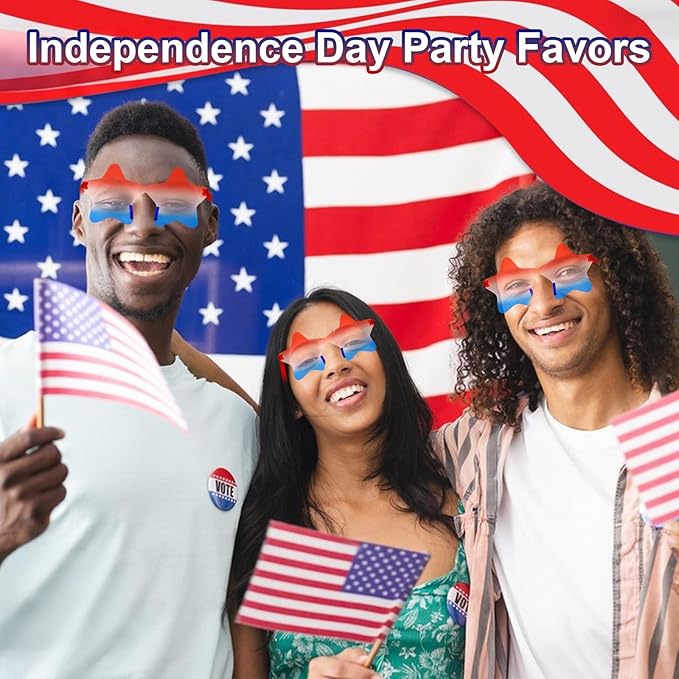 12 Pairs Star Sunglasses Bulk 4th of July Star Glasses Rimless Patriotic Fourth of July Star Shaped Party Sunglasses