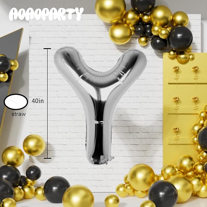 Letter Balloons 40Inch Large Giant big Foil Mylar Silver Balloons Y for Birthday Party Decorations