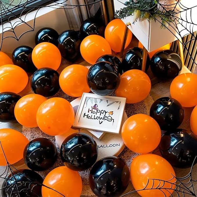 200 Pcs Black Orange Balloons 5 Inch Orange and Black Latex Small Balloon Garland Arch Kit for Baby Shower Birthday Bridal Shower Wedding Anniversary Halloween Party Decorations