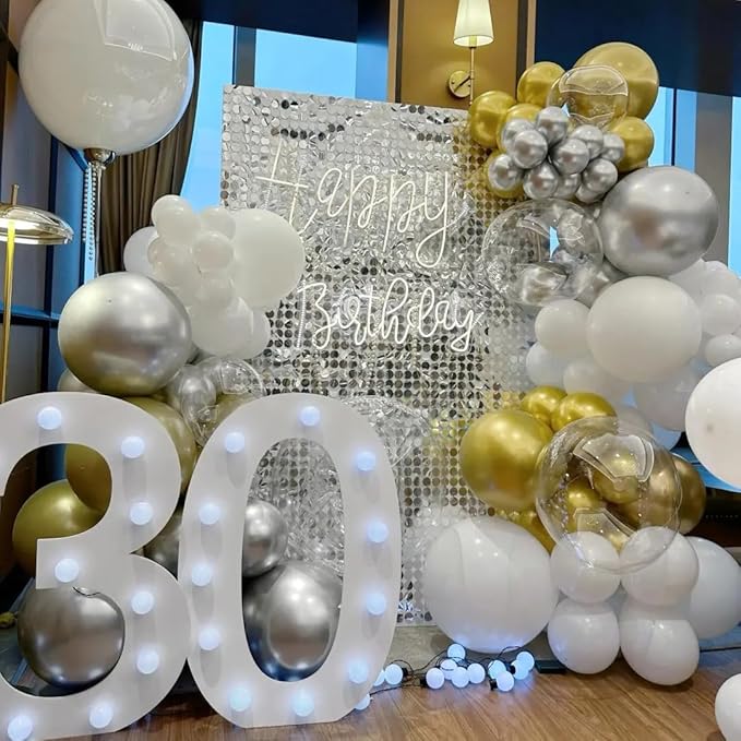 AZOWA 24 Inch White Balloon 10 Large Latex Balloons for Party Wedding Birthday Baby Shower Decoration (White, 10 Pcs)