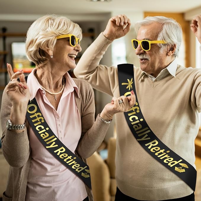 Officially Retired Sash Gold Foil, Black Retirement Party Sash for Men or Women, The Legend Has Retired Sash, Great for Retirement Party Supplies, Gifts & Decorations (Black, Gold)