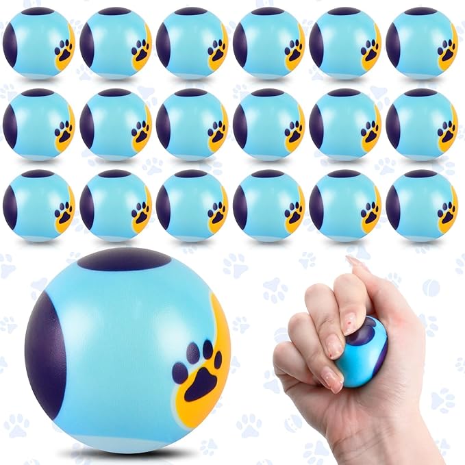 24 PCS Blue Dog Paw Stress Balls for Kids Party Favors, 1.57 Inch Anxiety Relief Fidget Sensory Toys, Blue Dog Paw Theme Squeeze Toys Bulk for Birthday Goodie Bags, Carnival Gifts & Classroom Prizes