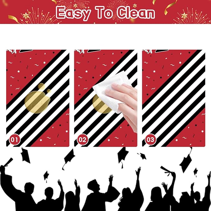 7-Pack Graduation Party Decorations Set, 3 Red Graduation Tablecloths 54x108in, 2026 and Grad Balloons, 2 Foil Fringe Curtains for High School College Graduation Party Photo Booth