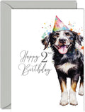 2nd Birthday Cards for Girls Boys - Party Dog - Happy Birthday Card for 2 Year Old Girl Boy Granddaughter Grandson Daughter Son Niece Nephew, A5 Bday Greeting Cards
