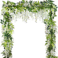 5pack Flower Garland Artificial Wisteria Garland Vines Faux Wisteria Vine Fake Hanging Flowers for Wedding Floral Decor-Total 33ft (White)