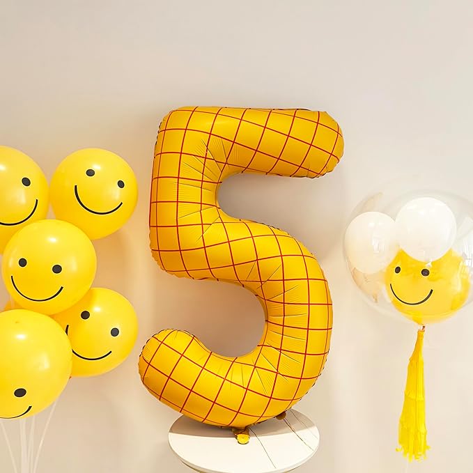 40-Inch Large Number Balloon Toy Inspired Story Matte Yellow Birthday Balloon Western Rodeo Party Supplies Boy Girl Story Anniversary Kids Birthday Party Cowboy Farm Themed Baby Welcome Decorations