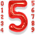 AULE 40 Inch Big Red 5 Balloon Number Large Foil Helium Number Balloons 0-9 Jumbo Giant Happy 5th Birthday Party Decorations for Boy or Girl Huge Mylar Anniversary Party Supplies