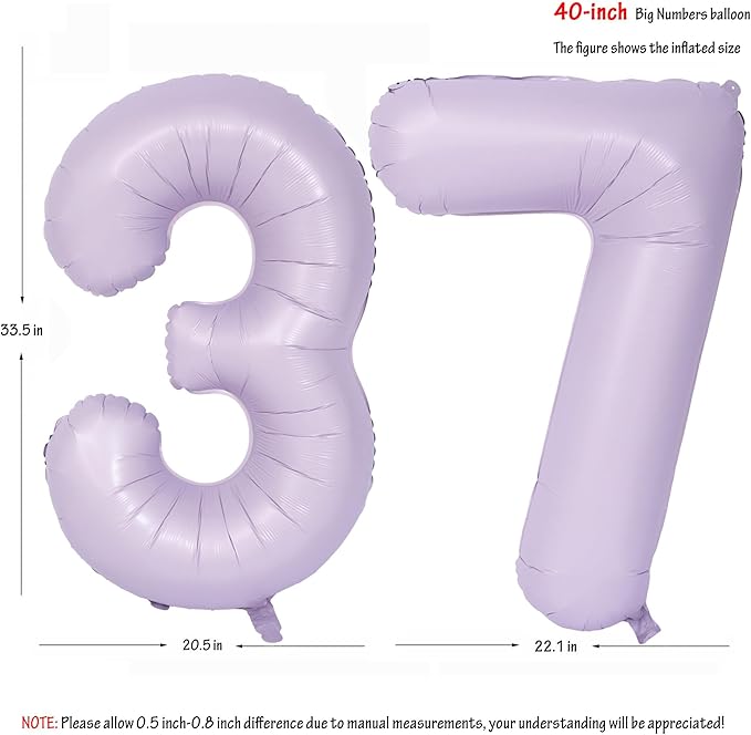 40 In Matte Purple Number Balloons Helium Foil Mylar Balloon Birthday Party banquet Decoration Digital 37