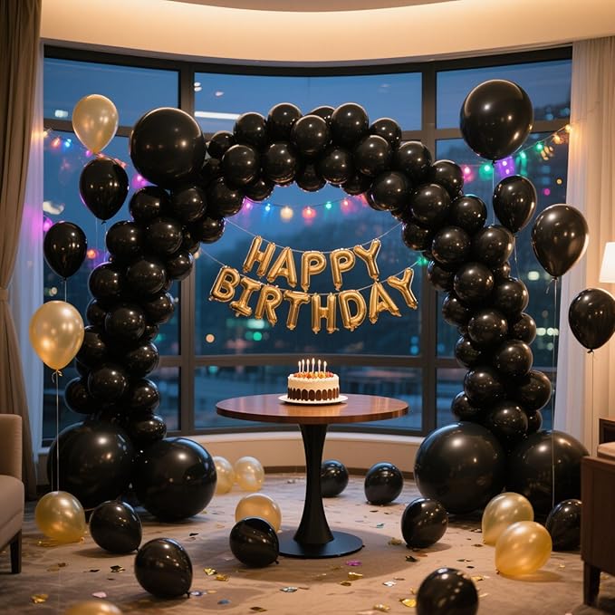 Black Balloons Party Decorations 30 Pack 18 inch Round Halloween Latex Balloons for Black Themed Wedding Graduation Anniversary Birthday Party Backdrop Decorations