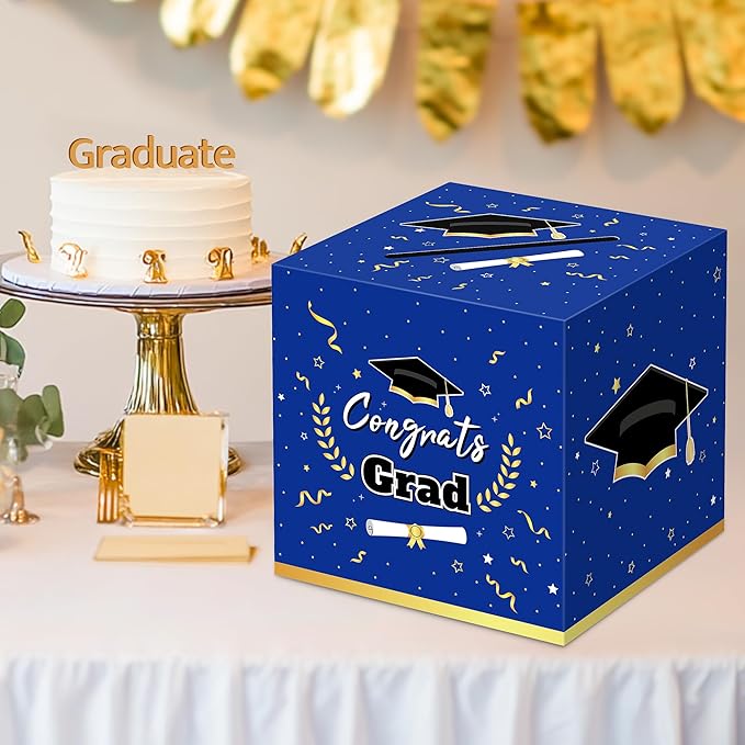 Graduation Decorations 2026 Blue Graduation Card Box Graduation Party Decorations,Graduation Box,Congrats Grad Gifts for 2026 Graduation Party Supplies Favors
