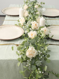 Anna's Whimsy 5.91FT Artificial Eucalyptus Greenery with Flowers, Fake Rose Gypsophila for Wedding Spring Home Party Decor