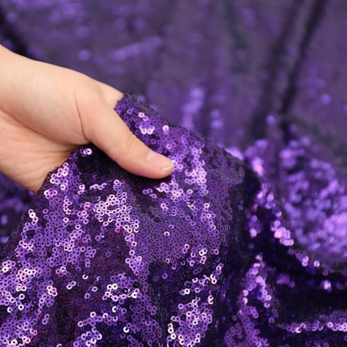 PartyDelight Purple Sequin Backdrop 6x6ft - High Density 3mm Shimmer Sequin Background with 4-Inch Rod Pocket, Sparkly Photography Curtain for Birthday, TikTok, Mermaid & Party Decor