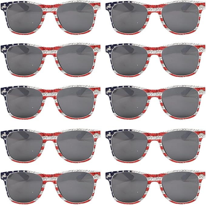 YQVIE Bulk American Flag Sunglasses for Adult Retro Independence Day Glasses UV400 Protection