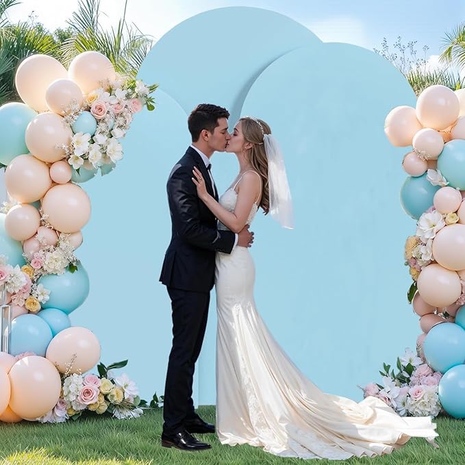 Wedding Arch Cover (7.2FT, 6.6FT, 6FT) Set of 3 Arch Backdrop Spandex Cover for Birthday Party Baby Shower Ceremony Banquet Decoration (Dusty Blue, 7.2FT,6.6FT,6FT)