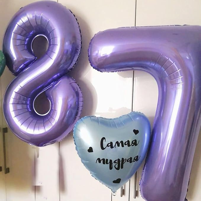 40 Inch Purple Number 17 Digital Balloon,Jumbo Mylar Foil Helium Balloon for 17 Balloons for Birthday Party,Wedding Anniversary Party Decorations