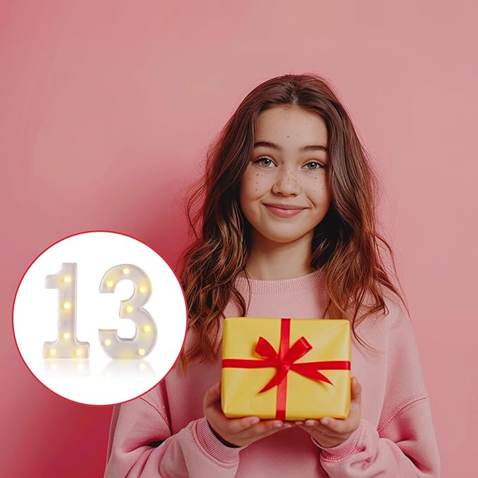 13th Birthday Decorations for Girls Boys,13th Birthday Party Decorations for Centerpieces Table,Light Up Numbers 13 Sign for Party Backdrop Wall Decor for 13 Wedding Anniversary Decoration