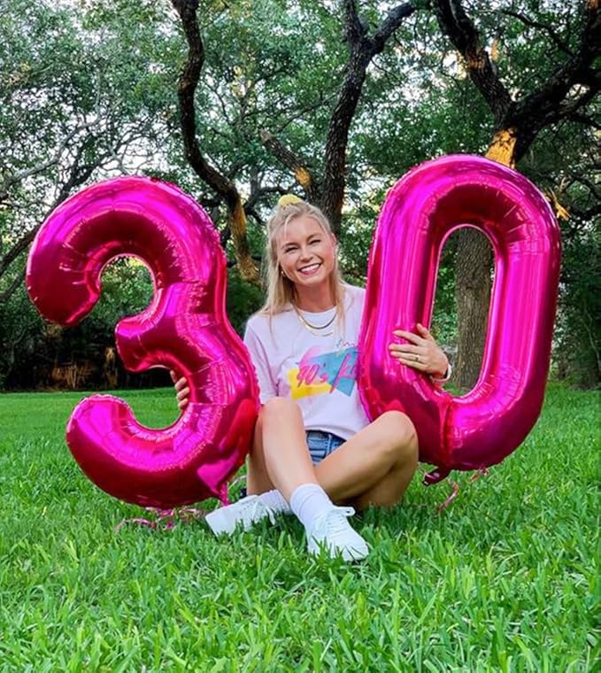 Numbers Balloon 3, 40 Inch Large Hot Pink Balloon for Three Year Old Birthday Decor, 3 13 30 31 Birthday Party Decorations for Wedding Supplies