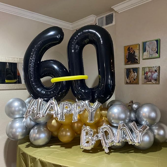 3pc Black 40 Inch Number 70 Balloons for Women, Men, Unisex Adults - Birthday, Anniversary - Reusable Numbered Balloons