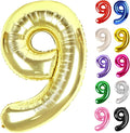 Champagne Gold Number 9 Balloon 40 Inch, White Gold 9 Balloon Number, 9th Birthday Decorations, Light Gold Party Supplies for Boys Girls