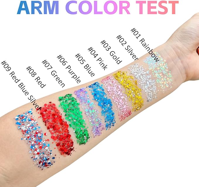 Mysense Green Body Glitter Stick,Sparkling Face Hair Glitter for Mardi Gras Festival Rave Outfit Women,St Patricks Day Accessories,Chunky Mermaid Glitter Face Paint Makeup