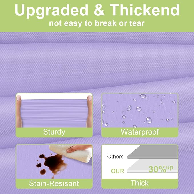 QIKSION Lavender Plastic Table Cloth Disposable 6 Pack, 54 x 108 Inch Tablecloths for Birthday Party Supplies, Easter Decorations, Light Purple, Pastel, Lilac Rectangle Table Cover