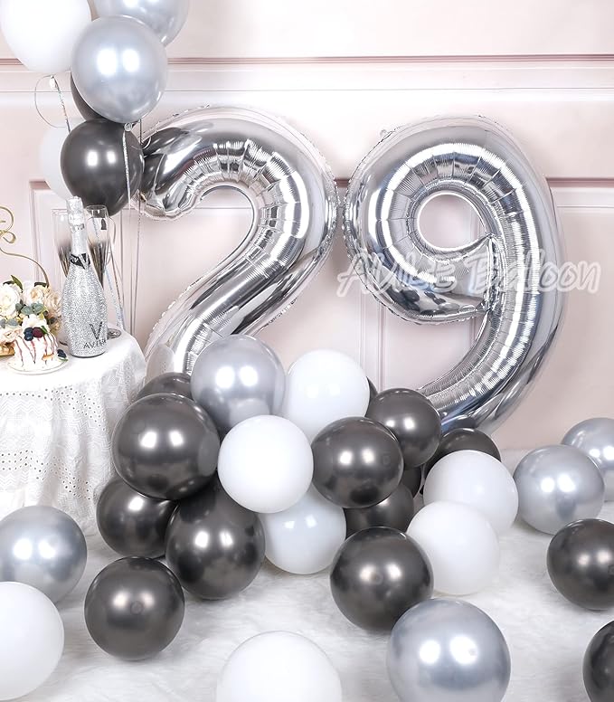 AULE 40 Inch Large 29 Balloon Numbers Silver, Big Foil Number Balloons, Giant Helium Happy 29th Birthday Party Decorations for Man and Women, Huge Mylar Anniversary Party Supplies