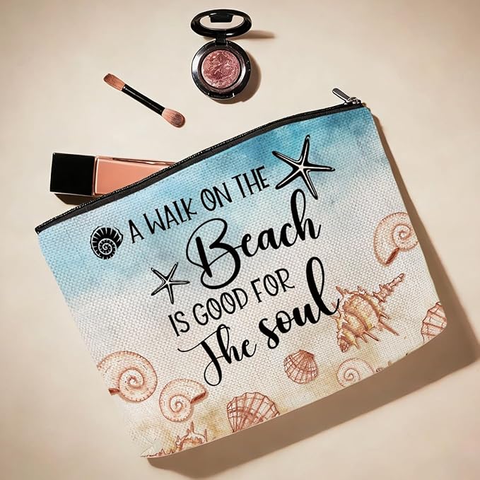 Funny Beach Gifts for Women Cosmetic Bag Travel Ocean Beach Vacation Essentials for Girls, Bestie, Friends, Summer Beaches Lover Makeup Bag Girls Trip Gifts Favors Stuff Birthday Christmas Graduation
