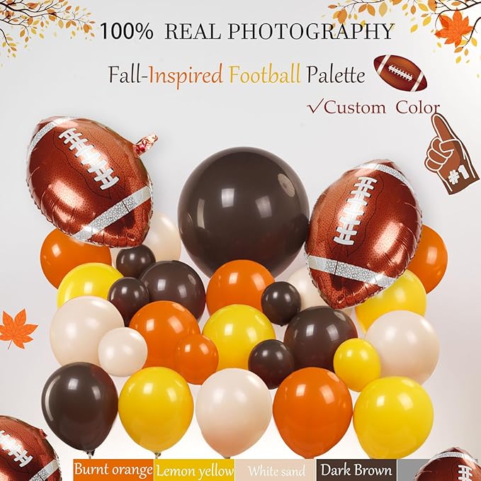 Fall Football season Decorations Kit Orange brown Balloon Garland Arch with Banner for fall and football Home decor National League Sports theme Birthday Thanksgiving Supplies