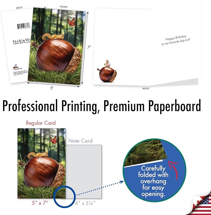 NobleWorks, Funny Birthday Greeting Card with 5 x 7 Inch Envelope (1 Card) Bday Big Nut C10834BDG