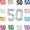 50 Balloon Number, Silver Number 50th Birthday Balloons 40 Inch, 50 Years Old Silver Birthday Decorations for Men Women, 50th Anniversary Decorations