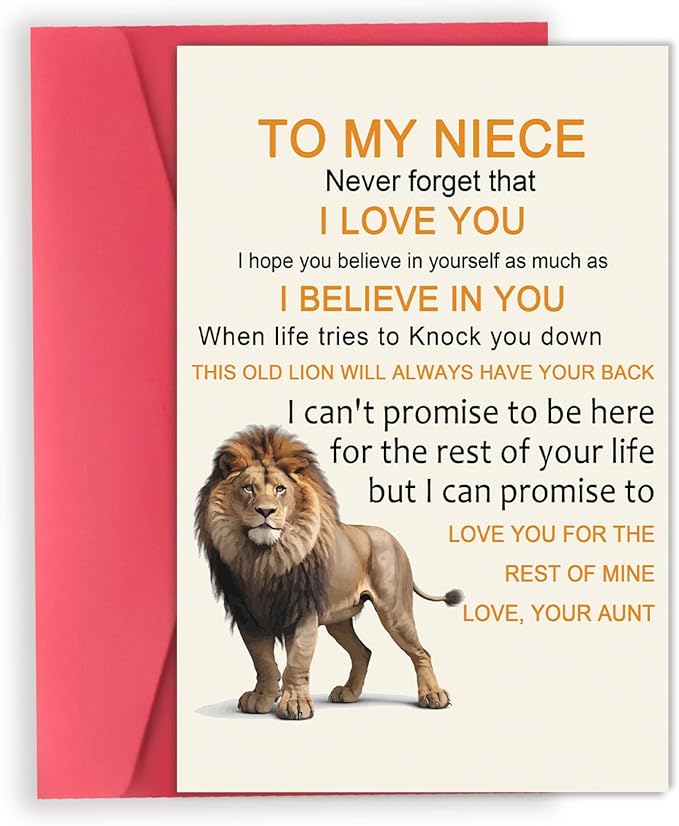 OJsensai Cute Birthday Card for Niece, Best Gifts from Auntie, Happy Birthday for Niece from Aunt