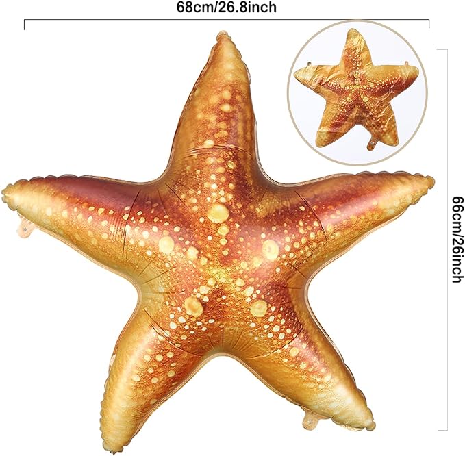 Starfish Balloons 4pcs 26inch Large Inflatable Star Fish Foil Balloon for Ocean Under the Sea Mermaid Themed Birthday Beach Party Decoration