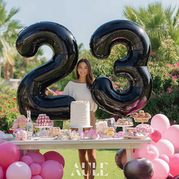 AULE 40 Inch Large 23 Balloon Numbers Black, Big Foil Number Balloons, Giant Helium Happy 23th Birthday Party Decorations for Man and Women, Huge Mylar Anniversary Party Supplies