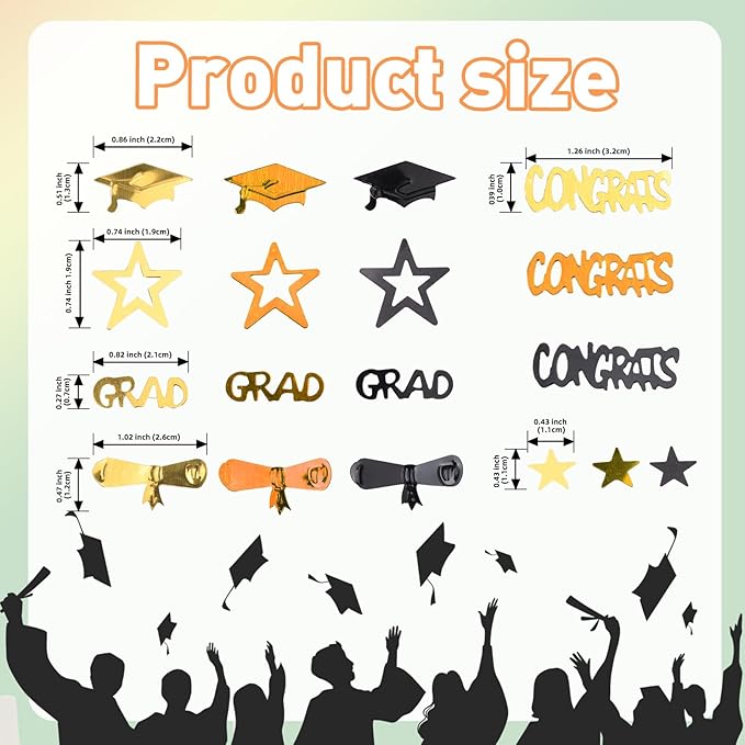 Orange Gold and Black Graduation Confetti 2026, 1000 Pcs Congrats Grad Confetti Class of 2026 Party Table Centerpiece for 2026 Graduation Party Decorations