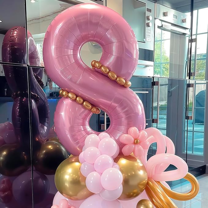 Pastel Pink 6 Balloon, Light Pink 6 Balloons Number,40 Inch Helium Foil Mylar Number 6 Balloon for Birthday Party