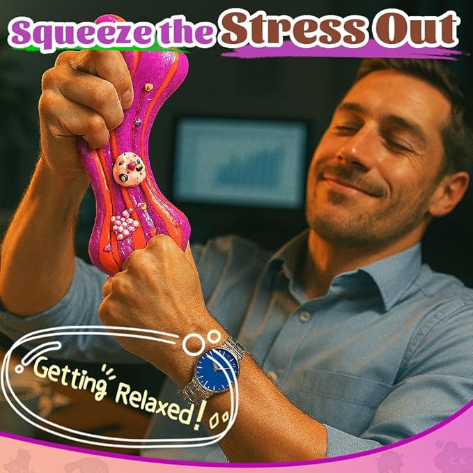 WATERELF 2PC Scented Putty Multi-Color, Stress Relief Scented Putty for Kids Boys Girls Adults, Non-Sticky Fidget Toy - 1.6 Oz*2 - SP003#-Grape/Doughnut