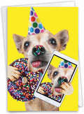 NobleWorks - Birthday Greeting Card with 5 x 7 Inch Envelope (1 Card), Fun Animal Bday Celebration - Doggy Selfie - Sprinkles C9512DBDG