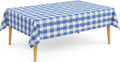 Party Dimensions Blue Gingham Disposable Plastic Tablecloths for Rectangle Tables, 54" x 108", 12-Pack, Plastic Table Covers for Parties, Picnics, Events, Indoor & Outdoor Use