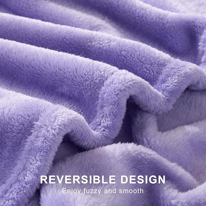 Hansleep Fleece Lilac Full Blanket, Super Soft Flannel Fuzzy Plush Cozy Blanket for All Seasons, Lilac, Full 84x90 Inches