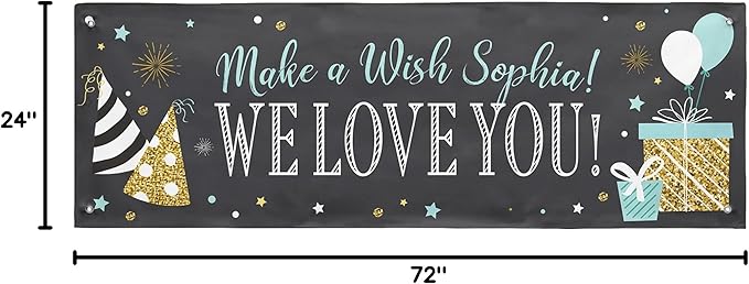 Let's Make Memories Personalized Happy Birthday Banner for Kids - Custom Birthday Party Decorations - Indoor/Outdoor Vinyl - Any Text - Chalkboard Celebration - 6ft