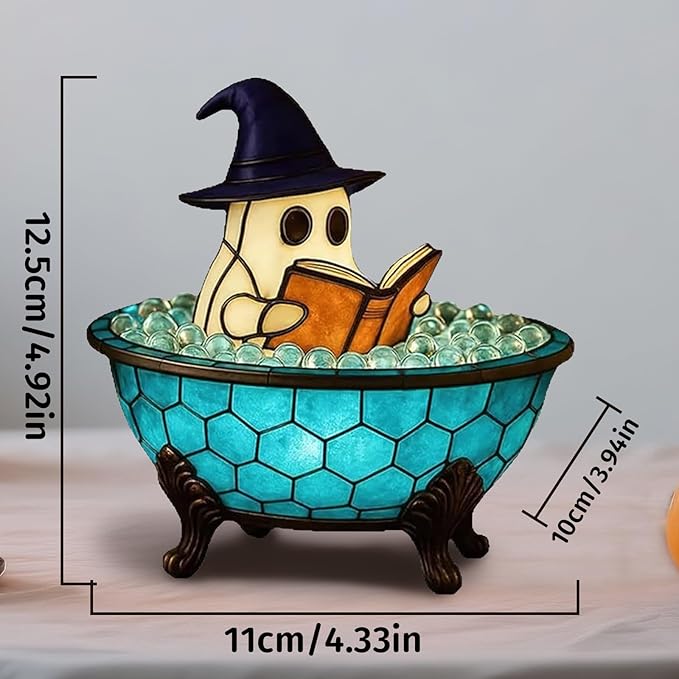 Halloween Ghost Bubble Bath Lamp, Cute Bathtub Ghost Night Lights for Halloween Decor, Reading Books Nightlight, Halloween Decorations for Indoor Readers & Book Lover Desk Home Party