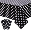 Kesfey 3 Packs Black Polka Dot Plastic Table Cloth 54x108 Inch Black and White Dots Mini Mouse Tablecloths Disposable Black Waterproof Picnic Table Covers for Rectangle Tables Birthday Party Supplies