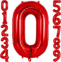 Red Number 0 Balloon 40 Inch, Big Large Foil Helium Number Balloons, Jumbo Giant Mylar Number 0 Balloons for Birthday Red Party Decorations Supplies Anniversary