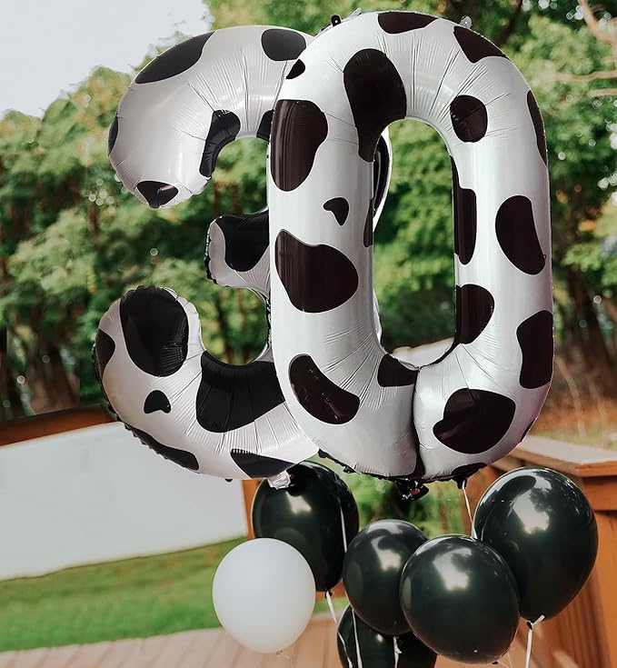 Cow Print Balloon Birthday Decorations Supplies,40 inch Number 3 Balloon | Cowgirl Theme Number Balloons for 3st Birthday Party | Farm Barn Decor for kids