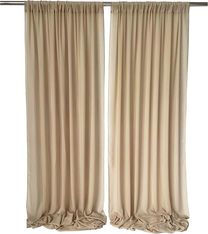 Sheer Chiffon Backdrop Curtains 10ft x 10ft(5ft x 2Panels)， Chiffon Fabric Drapes for Wedding, Long Sheer Curtain for Living Room, Arch Party Stage Decoration(Champagne/Nude/Sand, 120 x 120 Inch)