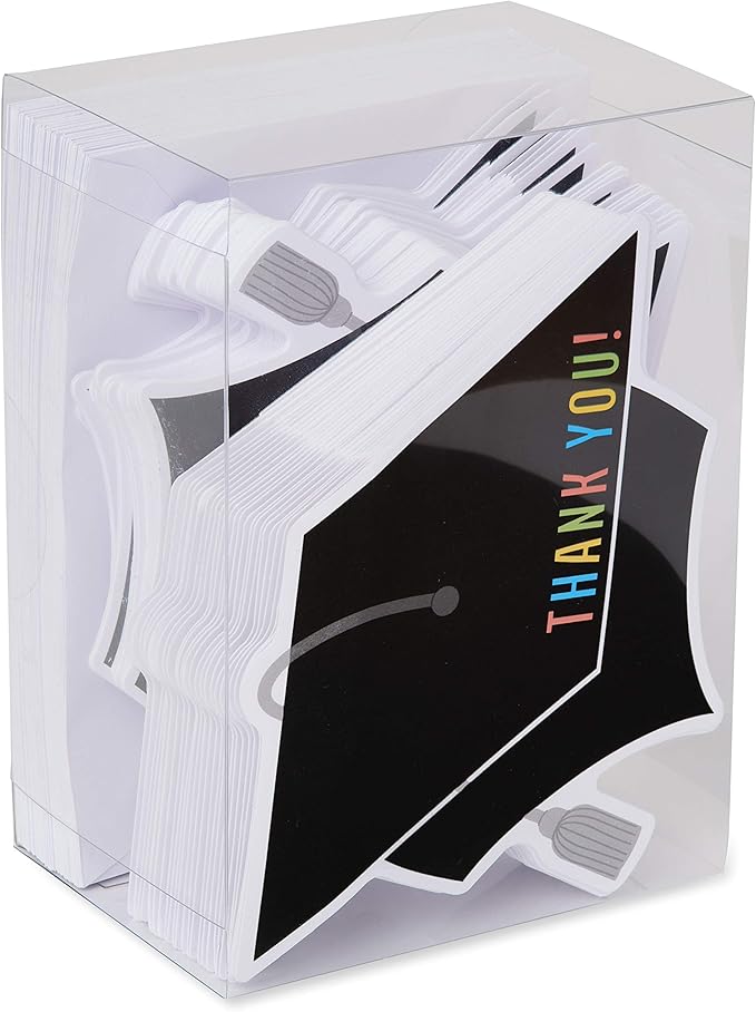 American Greetings Graduation Blank Thank You Cards with Envelopes, Graduation Cap Shape (50-Count)
