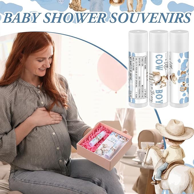 30 Pack a Little Cowboy Baby Shower Games Prizes Party Gifts Bulk Lip Balms Favors for Winners Adults Guests Gender Reveal Favors Decorations Baby Shower Souvenirs Gift Bags Stuffers